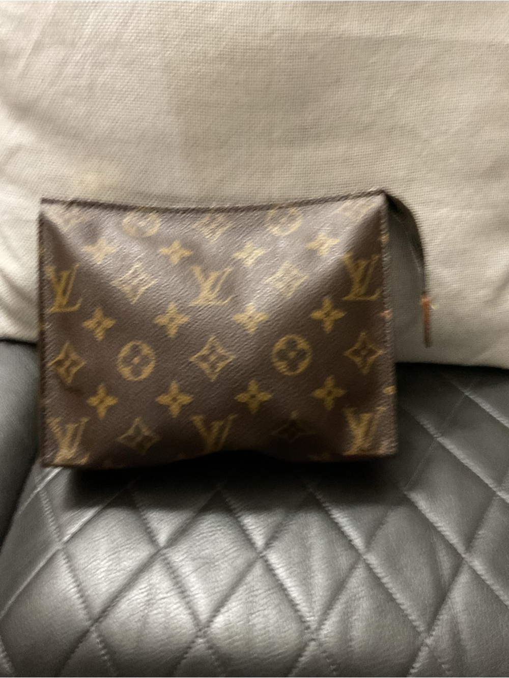 Louis Vuitton Brown Monogram Cosmetic Pouch with Tan Accents - Picture 2 of 9